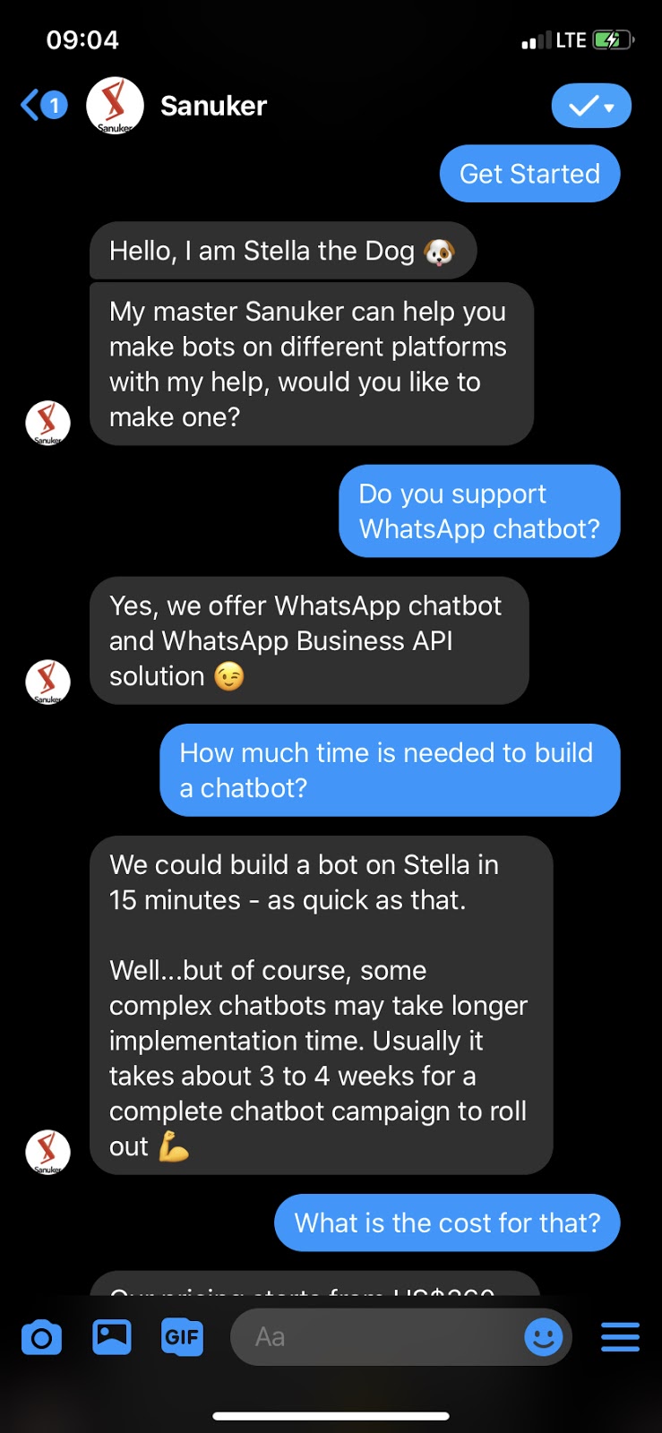 Example of FAQ Chatbot