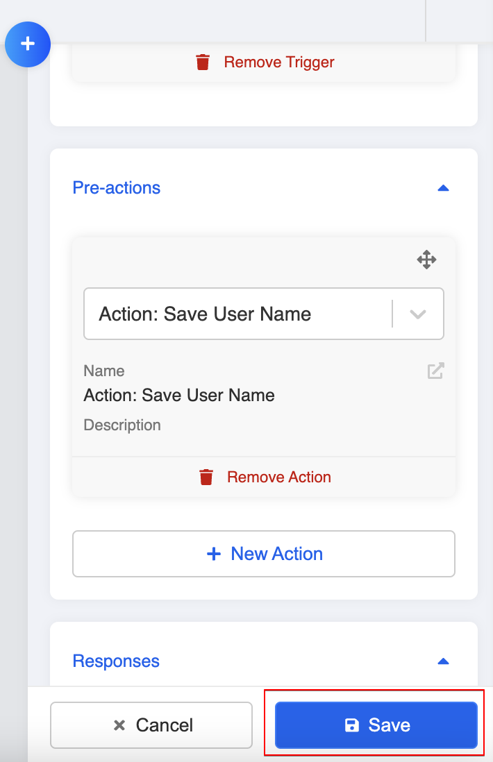 Created save name action